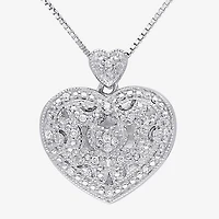 Locket Womens White Diamond Sterling Silver 18 Inch Locket Necklace