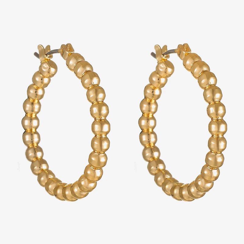 Liz Claiborne Textured Womens 26mm Hypoallergenic Hoop Earrings