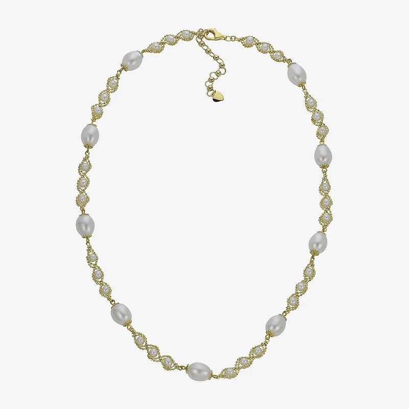 Cultured Freshwater Pearl 14K Gold Over Sterling Silver Brilliance Bead Necklace