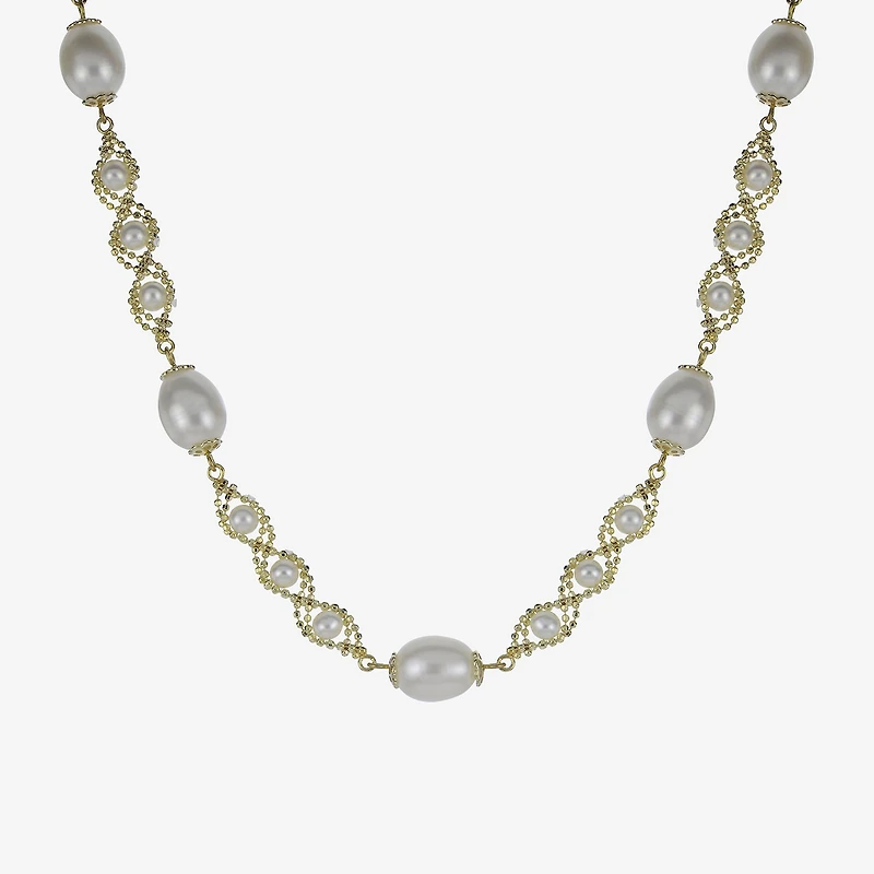 Cultured Freshwater Pearl 14K Gold Over Sterling Silver Brilliance Bead Necklace