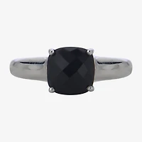 Womens Genuine Black Onyx Sterling Silver Cocktail Ring