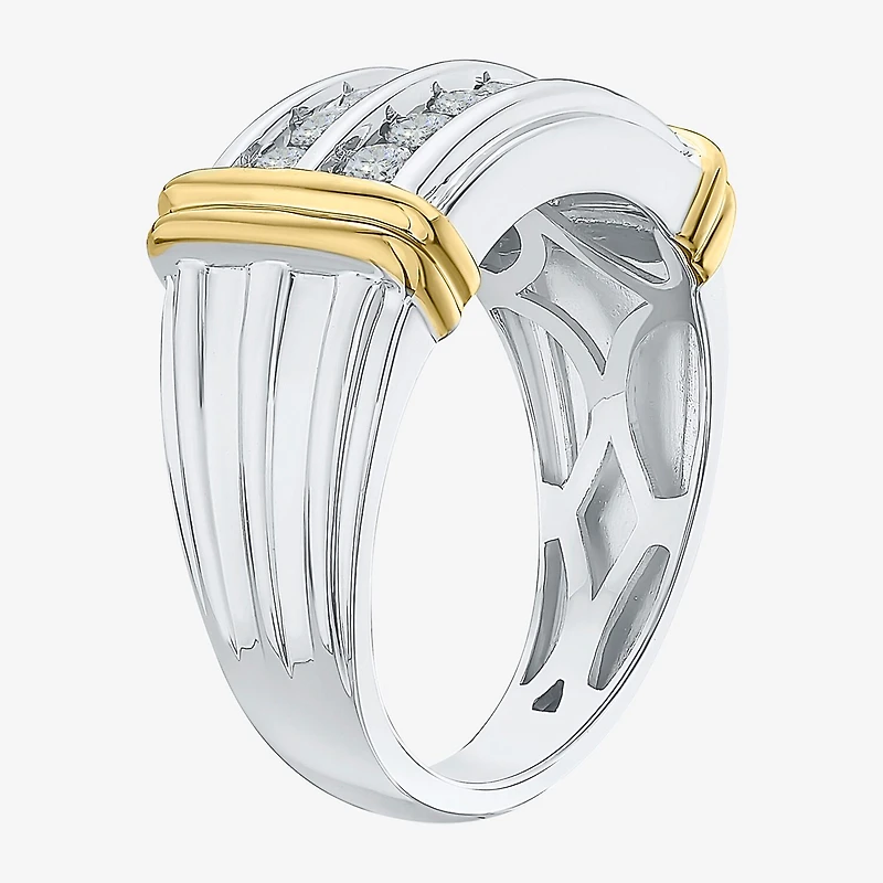 Mens 1 CT. T.W. Natural White Diamond 14K Gold Over Silver Sterling Fashion Ring