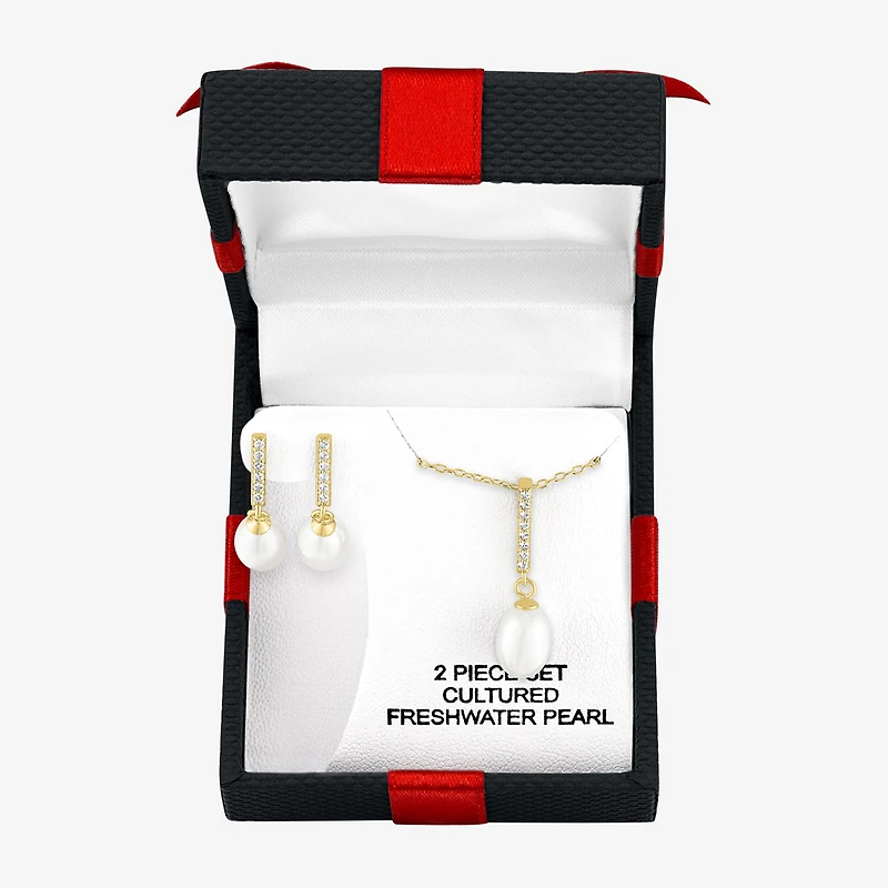 Yes, Please! Womens White Cultured Freshwater Pearl 2-pc. Pendant Necklace Set