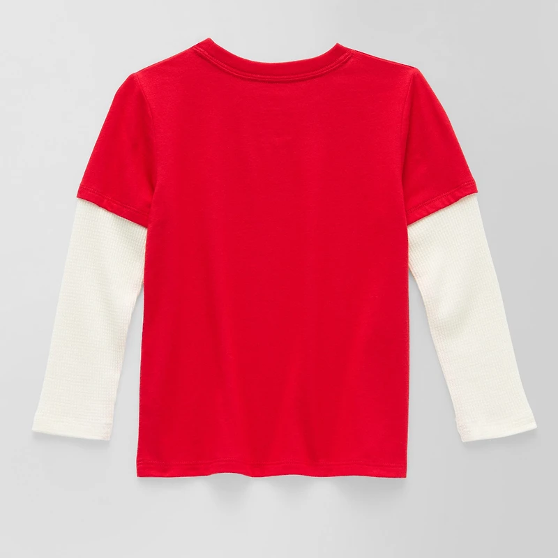 Okie Dokie Toddler & Little Boys Crew Neck Long Sleeve Regular Fit Graphic T-Shirt