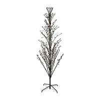 6' Pre-Lit Black Cascade Outdoor Halloween Twig Tree Orange Lights