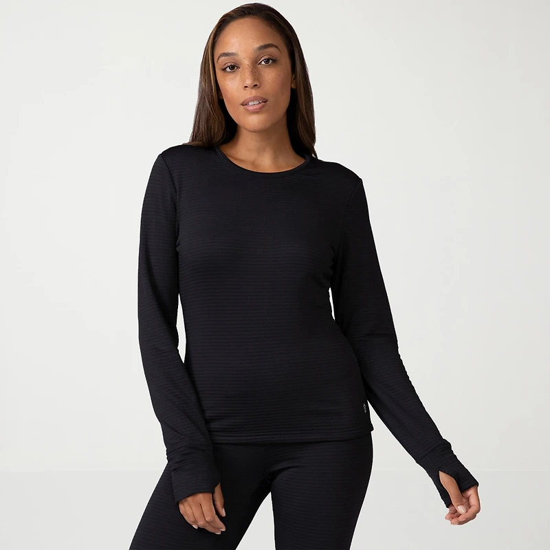 Free Country Womens Force Grid Fleece Crew Neck Long Sleeve Thermal Shirt