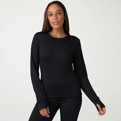 Free Country Womens Force Grid Fleece Crew Neck Long Sleeve Thermal Shirt