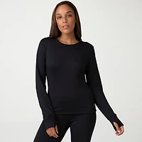 Free Country Womens Force Grid Fleece Crew Neck Long Sleeve Thermal Shirt