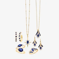 Lab Created Gemstone 14K Gold Over Silver Marquise Drop Earrings
