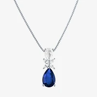 Womens Gemstone Sterling Silver Pear Pendant Necklace