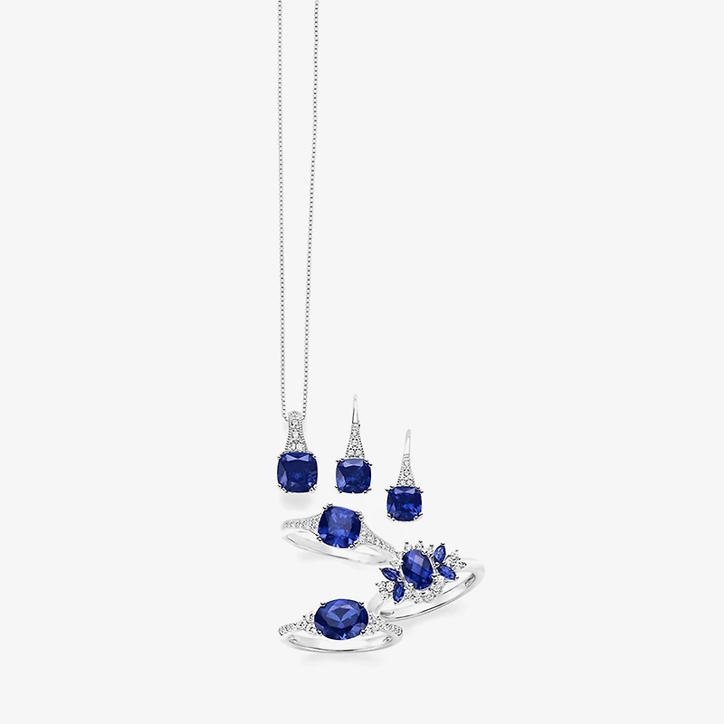 Womens Lab Created Blue Sapphire Sterling Silver Cocktail Ring