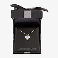 Heart (Gh / Si2 I1) Womens 1/6 CT. T.W. Lab Grown White Diamond 10K Gold Heart 16 Inch Pendant Necklace