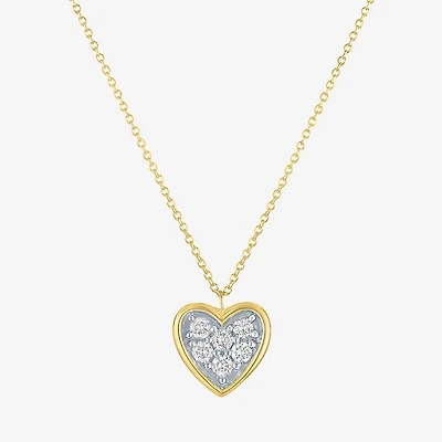 Heart (Gh / Si2 I1) Womens 1/6 CT. T.W. Lab Grown White Diamond 10K Gold Heart 16 Inch Pendant Necklace