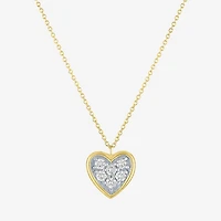 Heart (Gh / Si2 I1) Womens 1/6 CT. T.W. Lab Grown White Diamond 10K Gold Heart 16 Inch Pendant Necklace
