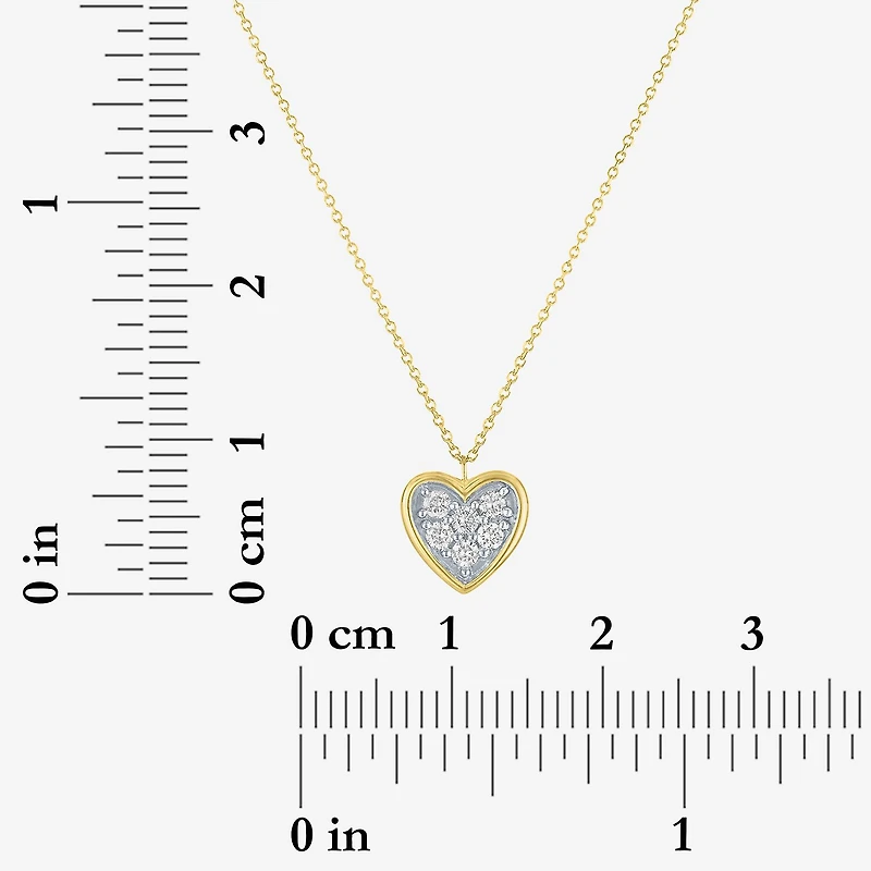 Heart (Gh / Si2 I1) Womens 1/6 CT. T.W. Lab Grown White Diamond 10K Gold Heart 16 Inch Pendant Necklace