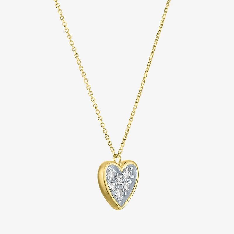 Heart (Gh / Si2 I1) Womens 1/6 CT. T.W. Lab Grown White Diamond 10K Gold Heart 16 Inch Pendant Necklace