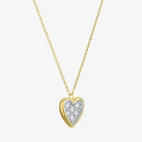 Heart (Gh / Si2 I1) Womens 1/6 CT. T.W. Lab Grown White Diamond 10K Gold Heart 16 Inch Pendant Necklace