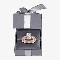 (H-I / Si2-I1) Womens 1 1/2 CT. T.W. Lab Grown White Diamond 10K Gold Cushion Side Stone Bridal Set