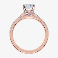 (H-I / Si2-I1) Womens 1 1/2 CT. T.W. Lab Grown White Diamond 10K Gold Rectangular Side Stone Bridal Set