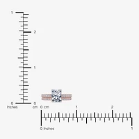 (H-I / Si2-I1) Womens 1 1/2 CT. T.W. Lab Grown White Diamond 10K Gold Rectangular Side Stone Bridal Set