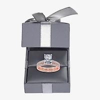 (H-I / Si2-I1) Womens 1 1/2 CT. T.W. Lab Grown White Diamond 10K Gold Rectangular Side Stone Bridal Set