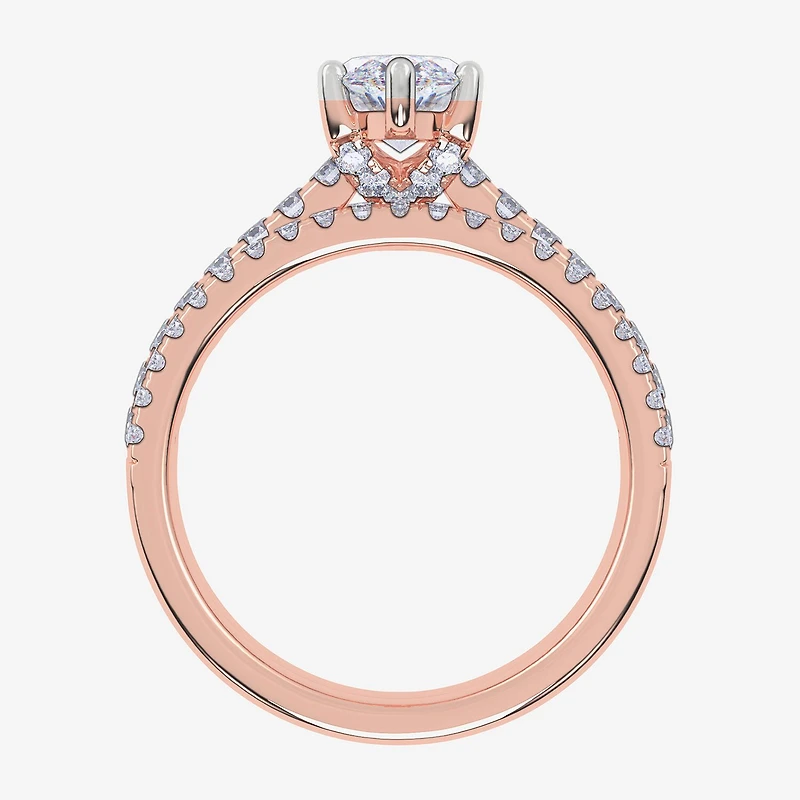 (H-I / Si2-I1) Womens 1 1/2 CT. T.W. Lab Grown White Diamond 10K Gold Marquise Side Stone Bridal Set