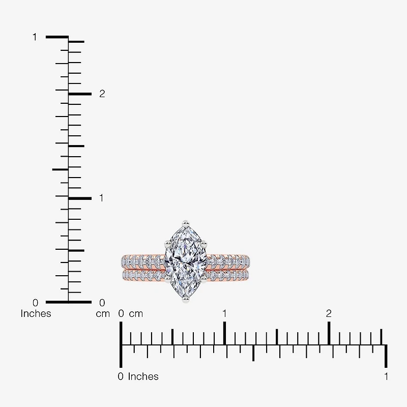 (H-I / Si2-I1) Womens 1 1/2 CT. T.W. Lab Grown White Diamond 10K Gold Marquise Side Stone Bridal Set