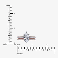 (H-I / Si2-I1) Womens 1 1/2 CT. T.W. Lab Grown White Diamond 10K Gold Marquise Side Stone Bridal Set