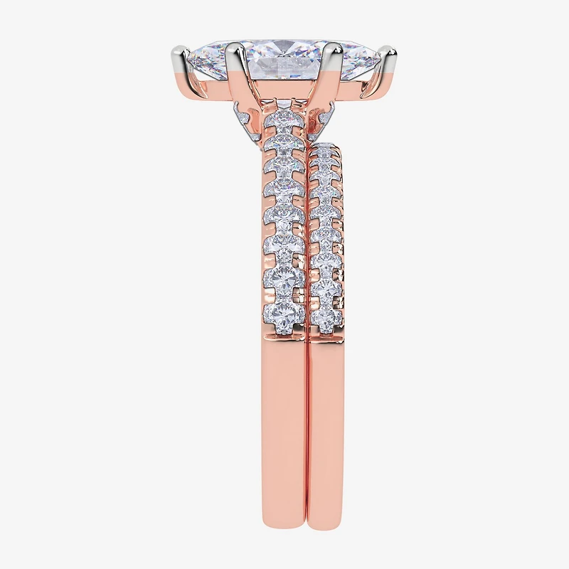 (H-I / Si2-I1) Womens 1 1/2 CT. T.W. Lab Grown White Diamond 10K Gold Marquise Side Stone Bridal Set