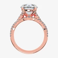 (G-H / Si1-Si2) Womens 3 1/2 CT. T.W Lab Grown White Diamond 14K Gold Round Side Stone Engagement Ring