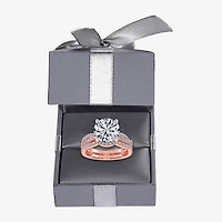 (G-H / Si1-Si2) Womens 3 1/2 CT. T.W Lab Grown White Diamond 14K Gold Round Side Stone Engagement Ring