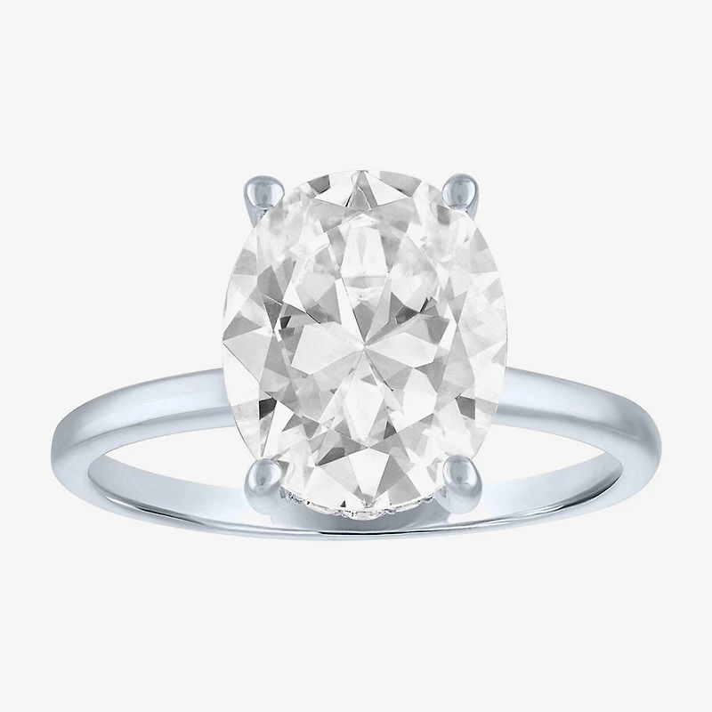 Bridal Addiction Womens 4 1/7 Ct. T.W. Lab Grown White Diamond 14K Gold Oval Solitaire Engagement Ring