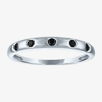 Womens 2.5MM 1/10 CT. T.W. Natural Black Diamond 10K Gold 5-Stone Wedding Band