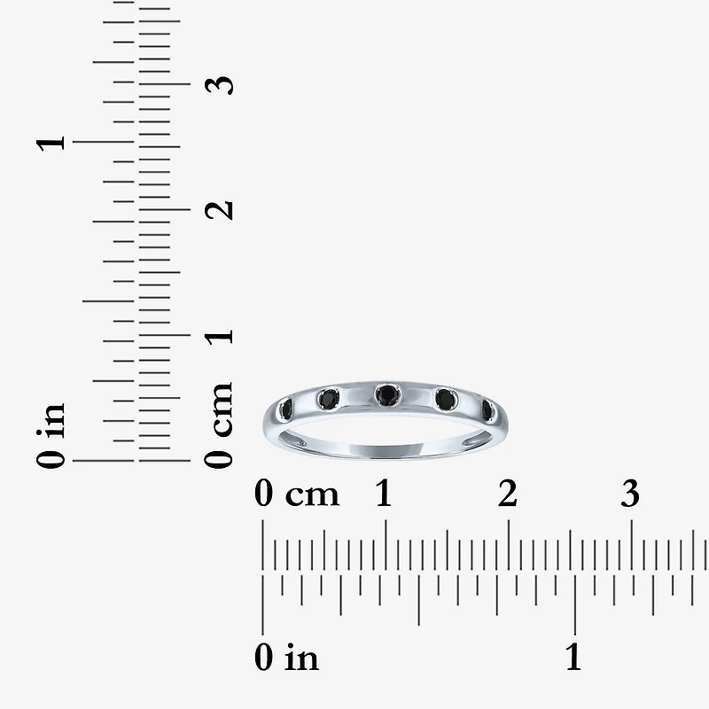 Womens 2.5MM 1/10 CT. T.W. Natural Black Diamond 10K Gold 5-Stone Wedding Band