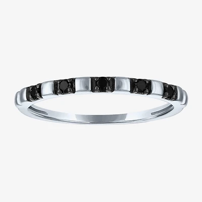 Womens 2MM 1/10 CT. T.W. Natural Black Diamond 10K Gold 5-Stone Wedding Band