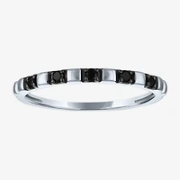 Womens 2MM 1/10 CT. T.W. Natural Black Diamond 10K Gold 5-Stone Wedding Band