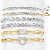 (G-H / I1-I2) Womens 14K Gold Over Silver 8 Inch Paperclip Chain Bracelet