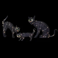 Northlight 27.5" Led Lighted Black Cat Family Halloween Yard Art
