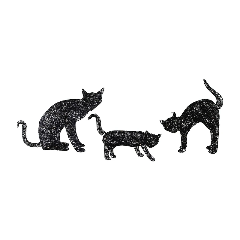 Northlight 27.5" Led Lighted Black Cat Family Halloween Yard Art