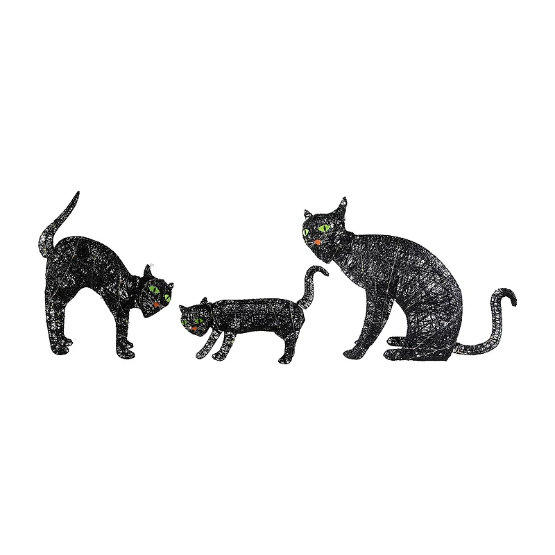 Northlight 27.5" Led Lighted Black Cat Family Halloween Yard Art
