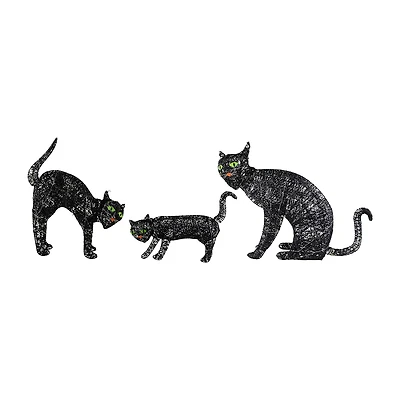 Northlight 27.5" Led Lighted Black Cat Family Halloween Yard Art