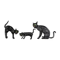 Northlight 27.5" Led Lighted Black Cat Family Halloween Yard Art