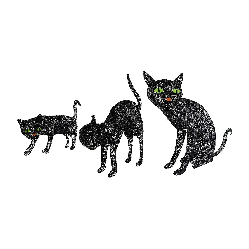 Northlight 27.5" Led Lighted Black Cat Family Halloween Yard Art