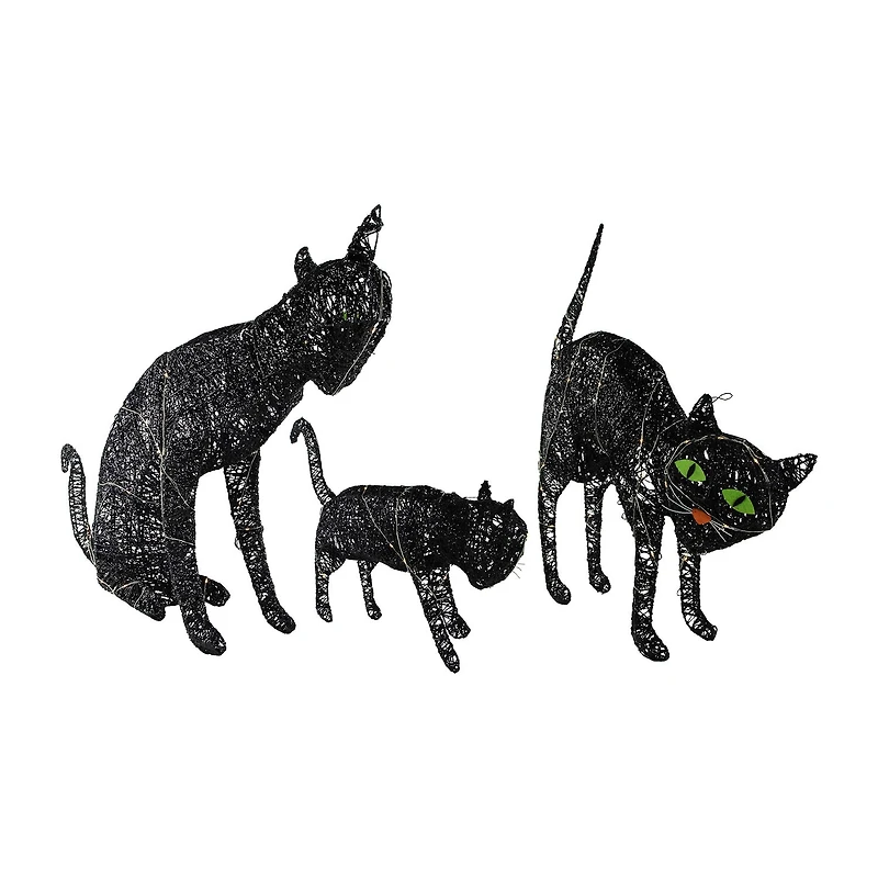 Northlight 27.5" Led Lighted Black Cat Family Halloween Yard Art