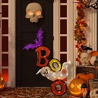 Northlight 4.5' Lighted Bat And Ghost "Boo" Halloween Yard Art