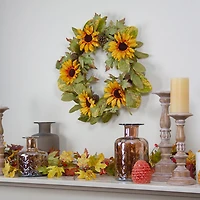 Northlight 24" Yellow Sunflower And Pine Cone Wreath