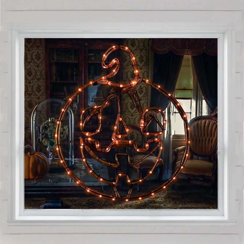 Northlight 18" Orange Jack O Lantern 4 Function Led Lighted Halloween Window Decor