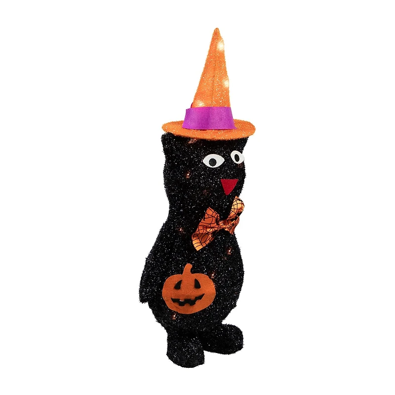 Northlight 24" Lighted Black Cat In Witch'S Hat Halloween Yard Art