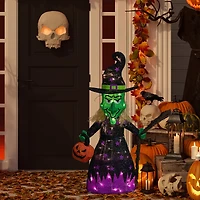 Northlight 39" Led Lighted Witch With Broom Halloween Yard Art