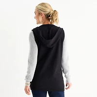 Liz Claiborne Knit Hooded Womens Sleeveless Vest